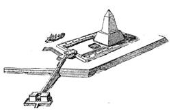 Реконструкция храма Ниусерра , выполненная Борхардтом