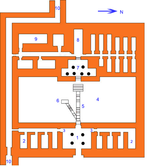 План нижнего храма в долине. Пирамида Микерина (Менкаура).