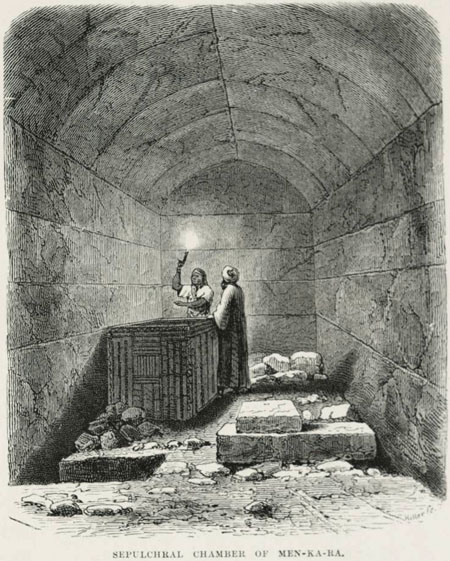 Погребальная камера с саркофагом. Пирамида Микерина (Менкаура). Strassberger - 1878 год