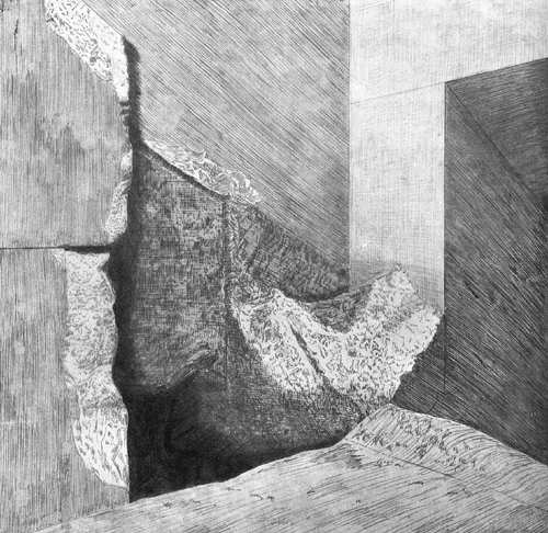 Вид на верхний вход в шахту - колодец. Пирамида Хеопса в 1909 году.