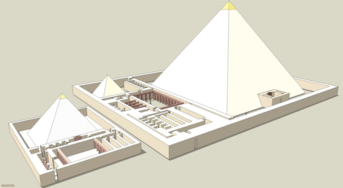 Реконструкция комплекса пирамиды Усеркафа и его жены Неферхетепис.