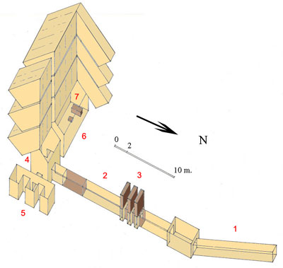 План внутренних помещений пирамиды Джедкара Исеси. 